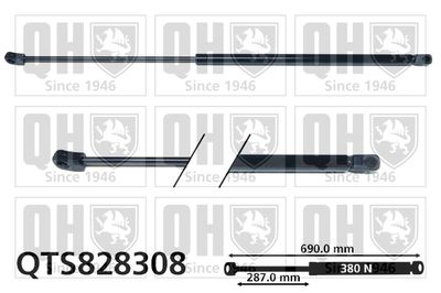 газов амортисьор, капак на двигателя QUINTON HAZELL QTS828308