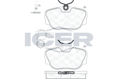 комплект спирачно феродо, дискови спирачки ICER 180766-006