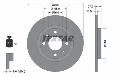 Тормозной диск TEXTAR 92029900 для PEUGEOT 305