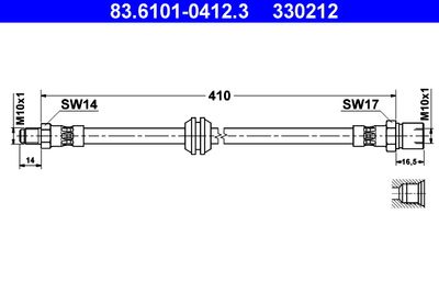 Тормозной шланг ATE 83.6101-0412.3 для PORSCHE 924