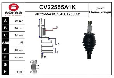 EAI CV22555A1K ШРУС  для HYUNDAI  (Хендай Иx55)