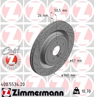 Тормозной диск ZIMMERMANN 400.5534.20 для MERCEDES-BENZ AMG