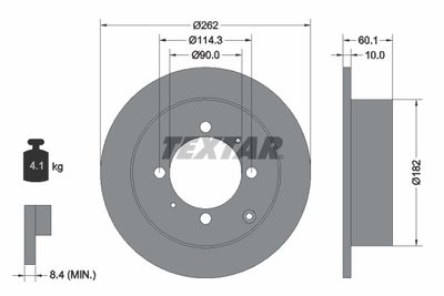 Тормозной диск TEXTAR 92104000 для HYUNDAI SANTAMO