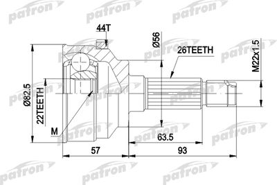 PATRON PCV1398 ШРУС  для KIA SEPHIA (Киа Сепхиа)