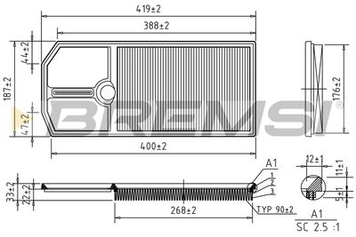 Воздушный фильтр BREMSI FA1668 для VW LUPO