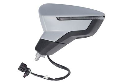 Zijspiegel Links (elektrisch, in reliëf, met verwarming, assistent rijstrookverandering, under-coated, met indicator) past: SEAT ARONA KJ, IBIZA V 6F 06.17-