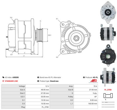 GENERATOR / ALTERNATOR AS-PL A3828S 4