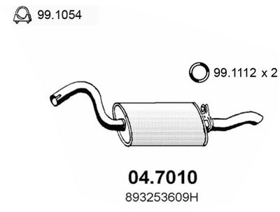 ASSO 04.7010 Глушитель выхлопных газов  для AUDI 90 (Ауди 90)