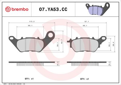 Bromsbeläggssats, skivbroms BREMBO 07YA53CC
