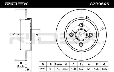 спирачен диск RIDEX 82B0646