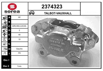 Тормозной суппорт EAI 2374323 для TALBOT AVENGER