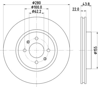 Тормозной диск HELLA 8DD 355 125-501 для HYUNDAI i20