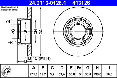 Тормозной диск ATE 24.0113-0126.1 для OPEL COMMODORE