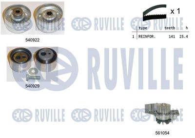 Водяной насос + комплект зубчатого ремня RUVILLE 5501341 для PEUGEOT 607