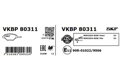 Brake Pad Set, disc brake VKBP 80311