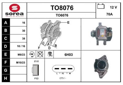 GENERATOR / ALTERNATOR SNRA TO8076