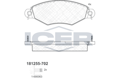 Kit de plaquettes de frein, frein à disque ICER
