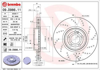 Bromsskiva BREMBO 09.D986.11