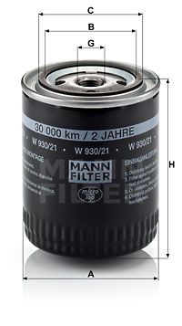 MANN-FILTER W 930/21 Масляный фильтр  для AUDI ALLROAD (Ауди Аллроад)