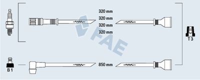 Комплект проводов зажигания FAE 83220 для TOYOTA CRESSIDA