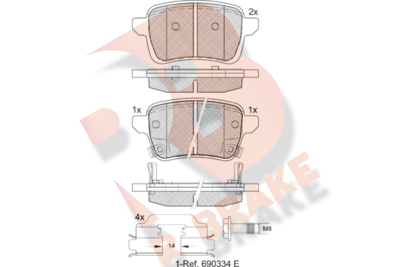 Комплект тормозных колодок, дисковый тормоз R BRAKE RB2170-208 для FIAT TIPO