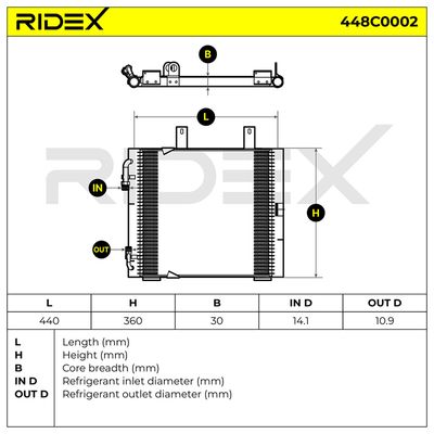 кондензатор, климатизация RIDEX 448C0002