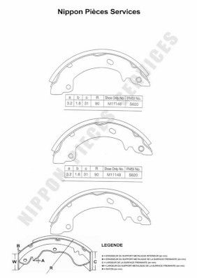 NPS M350I34 Тормозные колодки барабанные  для HYUNDAI PONY (X-1) 1.5 (X-1)