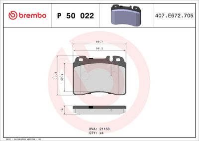 Brake Pad Set, disc brake P 50 022