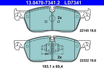 Комплект тормозных колодок, дисковый тормоз ATE 13.0470-7341.2 для JAGUAR XE
