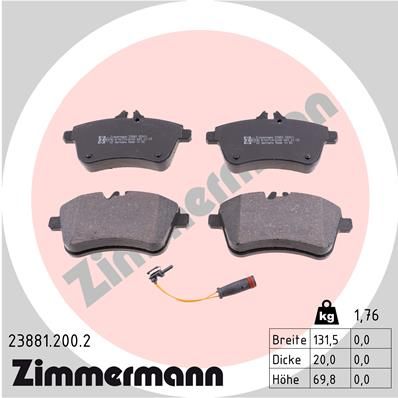 Bromsbeläggssats, skivbroms ZIMMERMANN 23881.200.2