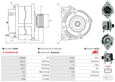 GENERATOR / ALTERNATOR AS-PL A1004 4