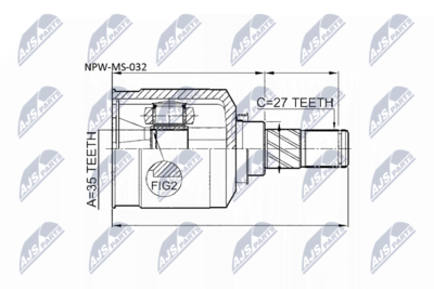 Zestaw przegubu, wał napędowy NTY NPW-MS-032