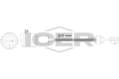 предупредителен контактен сензор, износване на накладките ICER 610440 E C
