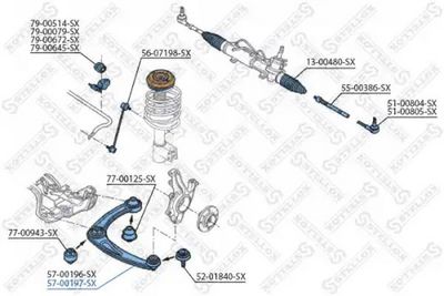 носач, окачване на колелата STELLOX 57-00197-SX