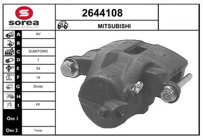 EAI 2644108 Тормозной суппорт для MITSUBISHI LANCER VI (CJ_, CP_)