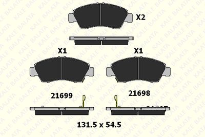 Комплект тормозных колодок, дисковый тормоз KALE 21697 158 05 для HONDA CAPA