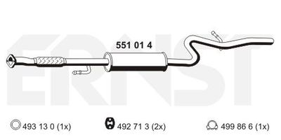 Средний глушитель выхлопных газов ERNST 551014 для FIAT DOBLO