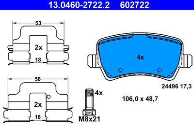 Комплект тормозных колодок, дисковый тормоз 13.0460-2722.2