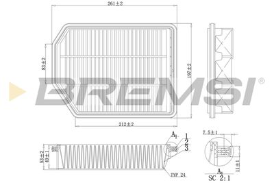 Воздушный фильтр BREMSI FA1189 для KIA MAGENTIS