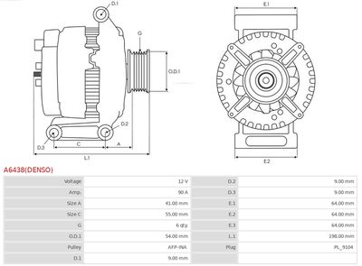 Alternator A6438(DENSO)