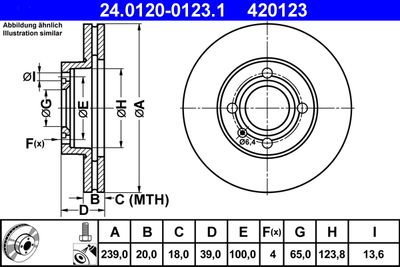 Тормозной диск ATE 24.0120-0123.1 для VW SANTANA