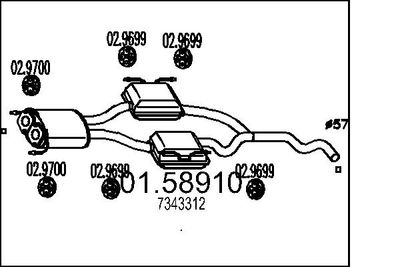 Средний глушитель выхлопных газов MTS 01.58910 для FORD SCORPIO