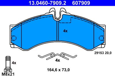 Комплект тормозных колодок, дисковый тормоз ATE 13.0460-7909.2 для MERCEDES-BENZ VARIO