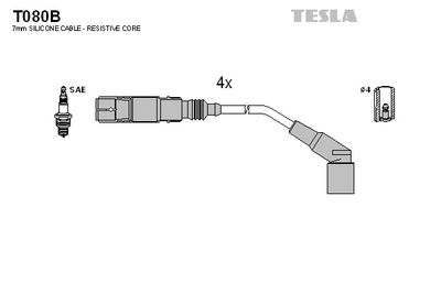 комплект запалителеи кабели TESLA T080B