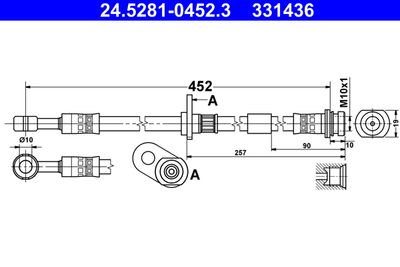 Тормозной шланг ATE 24.5281-0452.3 для SUZUKI ALTO