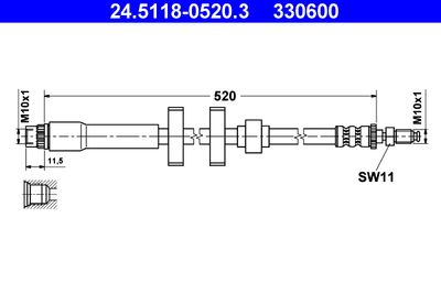 Тормозной шланг ATE 24.5118-0520.3 для PEUGEOT 605
