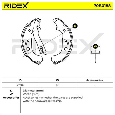 комплект спирачна челюст RIDEX 70B0188
