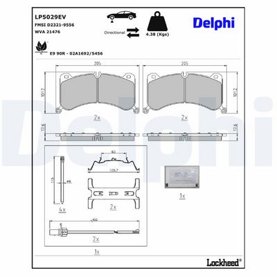 BREMSBELAGSATZ SCHEIBENBREMSE DELPHI LP5029EV