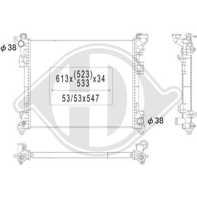 Радиатор, охлаждение двигателя DIEDERICHS DCM1632 для CHRYSLER GRAND VOYAGER