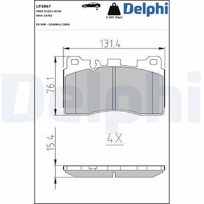 Brake Pad Set, disc brake LP3867